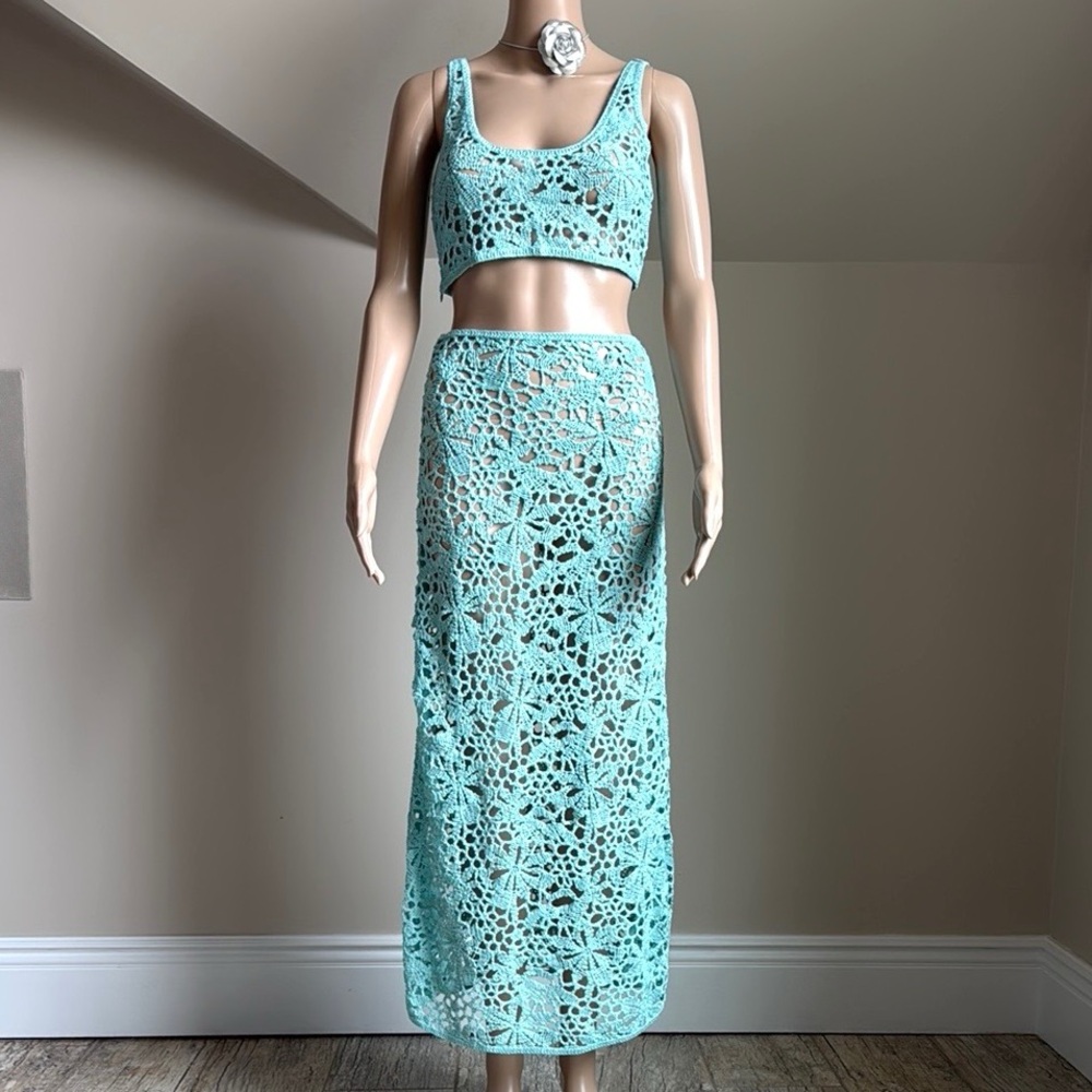 Zara Knit Cropped Top & Skirt Set